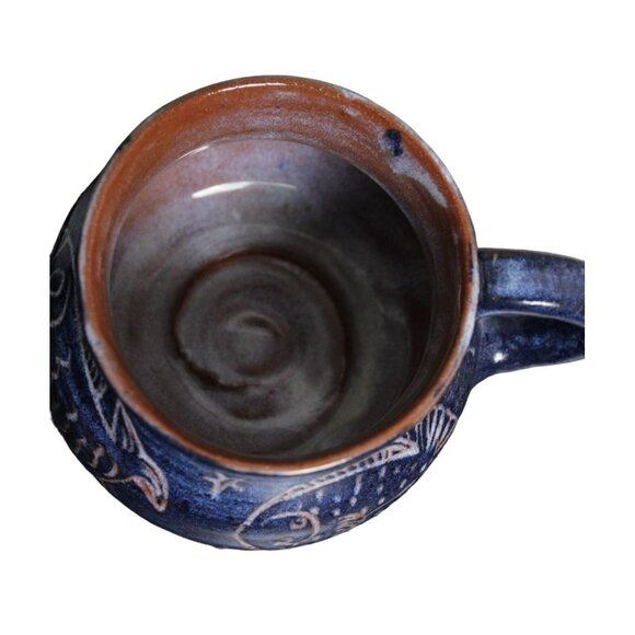Handmade Pottery Cup Featuring Fish - Picture 3 of 5